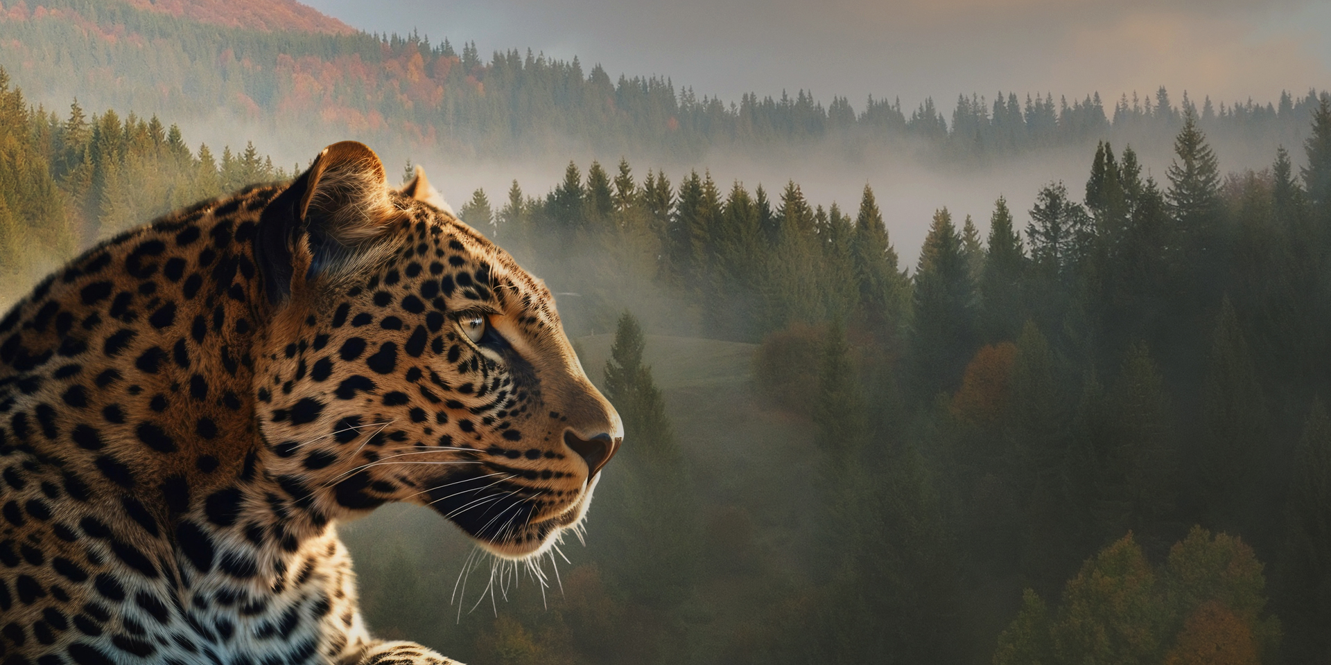 Leopard overlooking a forest, the inspiration for LEPAS Leopard Aesthetics